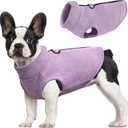 Idepet Dog Fleece Vest Sweater Zip Up Warm Pullover Dogs Jacket with D-Ring Leash Winter Cold Weater Coat Pet Sweatershirt Clothes Hoodie for Small Medium Dogs Boy Girl (Purple, L)