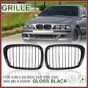2pcs Glossy Black Front Kidney Grille Grill for BMW E39 1999-2003 5 Series 528i 540i 4-Door Replace Parts