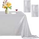 B-COOL Silver Satin Tablecloth Birthday 2 Pack Party Rectangle Table Overlays for Holiday Wedding Baby Shower Ceremony 90x132inch