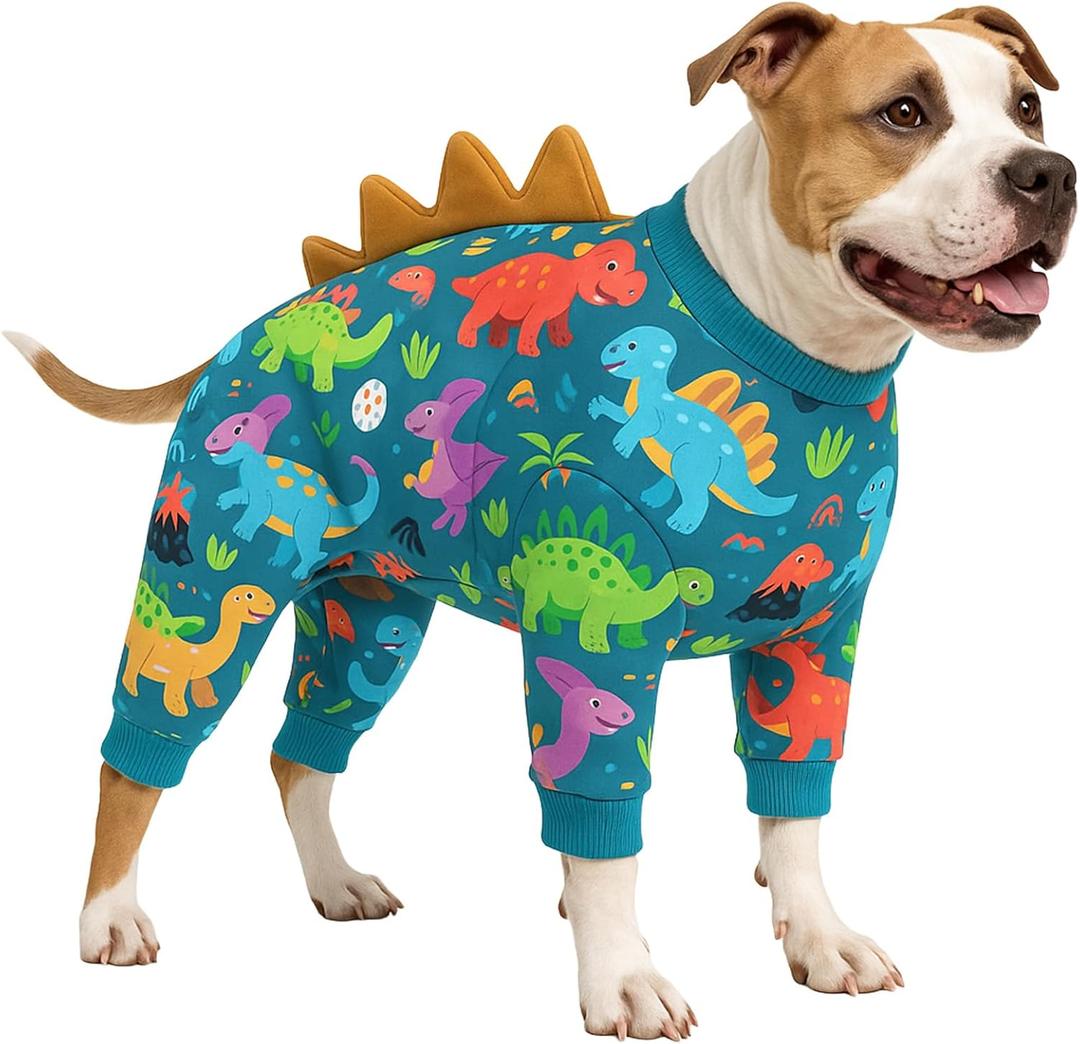 LovinPet Large Dog Pajamas, Four-Leg Stretch Onesie Bodysuit, Lightweight UV-Shielding Pajamas, Anti-Lick Calming Recovery Suit for Surgery, Pull-On for Medium and Large Breeds,Green,M