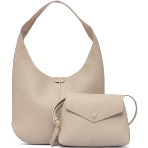 NEWBELLA Hobo Purse, PU Leather Shoulder Bag, Tote Handbag for Work and Travel (14 x 11 x 4 inches (main bag), 9 x 6 x 3 inches (crossbody bag), Apricot-3)
