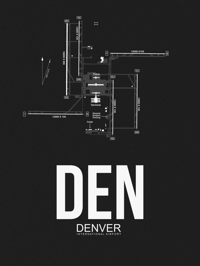 ART.COM Wall Art Print DEN Denver Airport Black by NaxArt, 18" x 24"