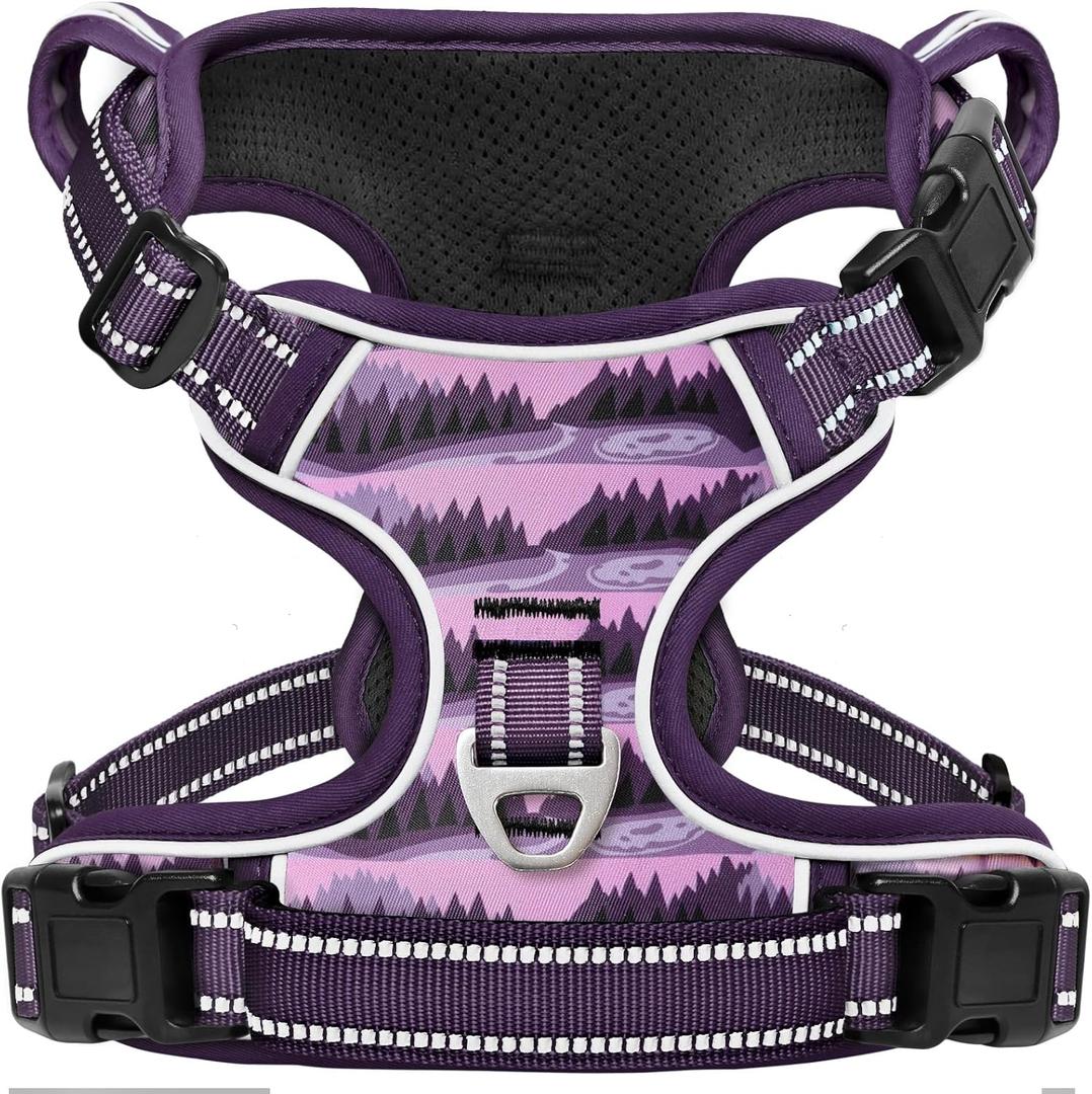 Timos Dog Harness,No-Pull Pet Harness Adjustable Soft Padded Dog Vest,Reflective No-Choke Pet Oxford Vest with Easy Control Handle for Large Dogs,Moon Night, Large