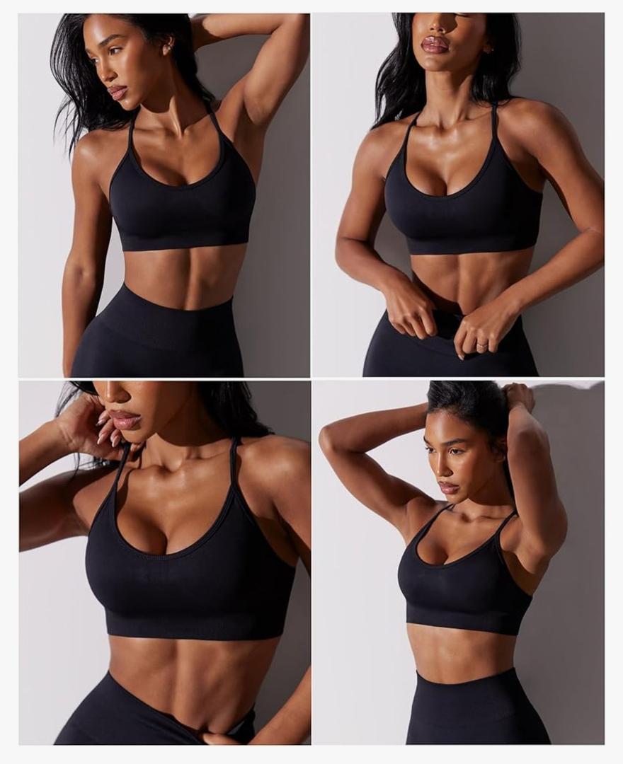 RUNNING GIRL Sports Bras for Women,Sexy Crisscross Back Seamless Padded Sports Bra Medium Support with Removable Pads, Large