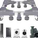 EclatBain Mini Fridge Stand With 4 Locking Wheels And 10 Strong Feet Universal Washer and Dryer Pedestals 16.5-26.7 Adjustable Appliance for Fridge Stand,Washing Machine Stand,Laundry Pedestal (GRAY) (Grey)