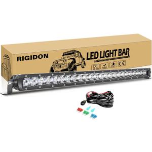 RIGIDON 26 Inch 120W Light Bar with Wire Harness, Single Row Spot 12000LM LED Light Bar Waterproof Driving Boat Road LED Work Light for ATV UTV Truck