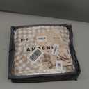 Andency Tan Gingham Comforter Set Queen(90x90Inch), Brown Checkered Grid Plaid Buffalo Bed Set for Girls Boys Kids Teens, 3 Pieces Lightweight Microfiber Geometric Preppy Bedding