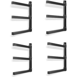 Ultrawall Wall Mount Wood Organizer and Lumber Storage Metal Rack for bathroom , Shed, Workshop, Garage with 3-Level (Black-4 Pack)