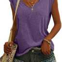 SOUWINEMYI Women's Cap Sleeve T Shirts V Neck Casual Tops Oversized T-Shirt Summer Trendy Lightweight Loose Fit Basic Tees