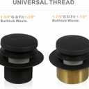 Black Tub Drain Tip-Toe Tub Trim Set Conversion Kit Assembly, Hidrop Bathtub Drain Replacement Trim Kit with 2-Hole Overflow Faceplate and Universal Fine/Coarse Thread, Matte Black
