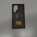 Compatible with Samsung Galaxy S24 Ultra Case, Luxury Designer PU Leather with Metal Logo Non-Slip Shockproof TPU Protective Bumper Phone Cover for Galaxy S24 Ultra Brown