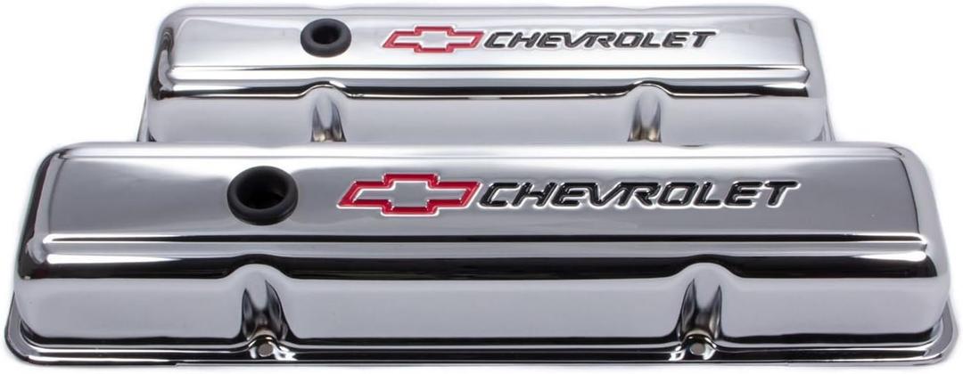 Proform 141-899 SBC Chrome Valve Cover with Baffle, red