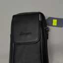 Hengwin Leather Phone Pouch Fits for iPhone 16 Pro Max 15 Plus 14 Pro Max 13 Pro Max 12 Pro Max Samsung Galaxy S24 Ultra S23 Ultra S22 Ultra Holster Belt Clip Case Crossbody Purse Shoulder Bag (Black)