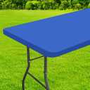 homing Rectangle Table Cloth Cover, Waterproof Polyester Elastic Fitted Tablecloth, Fits for 6 Foot Folding Tables, Washable Table Protector for Picnic, Camping, Outdoor (Blue, 30" x 72")