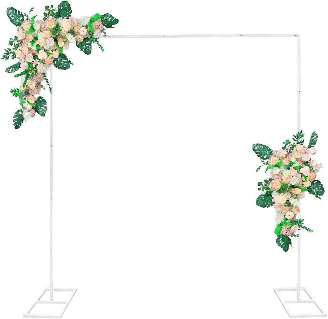 6.6FT White Metal Wedding Arches for Ceremony Square Balloon Arch Stand Rectangular Backdrop Stand for Anniversary Birthday Party Bridal Shower Home Indoor Outdoor Decoration