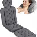 Bath Cushion, Full Body Bathtub Pillow with 160 Suction Cups, Bath Mat for Head and Neck Support, with Laundry Bag (Dark Gray, 56" x 16")