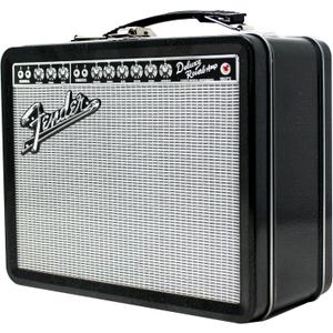 Fender Amp Tin Lunch Box Storage Container- Plastic Handle & Embossed Front Cover - Officially Licensed Fender Merchandise