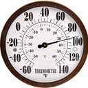 12'' Indoor Outdoor Thermometer Large Numbers, Hanging Decorative Wall Thermometer with Stainless Steel Enclosure, No Battery Needed Weather Thermometers for Patio, Home, Garden Decoration (Bronze)