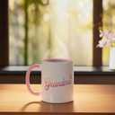 Grandma of Three Floral 3rd Time Grandma with 3 Grandkids Ceramic Mug, Pink/White