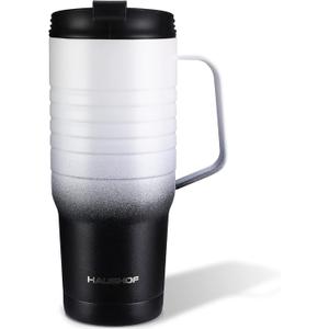 HAUSHOF 24 oz Travel Mug with Handle, Stainless Steel Vacuum Insulated Coffee Travel Mug, Double Wall Travel Mugs with Leakproof Lid, BPA Free (24 fluid ounces, Day & Night)