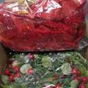 Dingion 18 Pcs Mini Christmas Kitchen Cabinet Wreath Small Christmas Wreath Decorations Norfolk Pine Artificial Berries Snowy Pine Garland with Red Ribbon for Xmas Table Centerpiece Front Door Decor