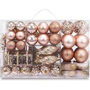 Christmas Balls Tree Ornament Set Shatterproof Assorted Hanging Decorations in a Hand-held Gift Package for Xmas Tree Decor72ct, Champange