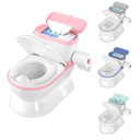 2-in-1 Toddler Potty Training Toilet - Larger Potty Chair & Detachable Training Seat for Boys & Girls Ages 1-3 with Flushing Sound, Wipes Storage, Toilet Paper Holder - Pink