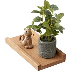 Oak Floating Shelves - Natural Wood Wall Mounted Display Picture Ledge - Home Office Living Room Bedroom Wall Storage Shelf - 4x12 Inch