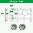 Sink Protectors for Kitchen Sink 15" x 13", Stainless Steel Sink Grid protectors for Kitchen Sink with Certer Drain Hole, Metal Protector for Sink with Sink Strainers
