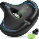 Oversized Bike Seat for Men & Women Comfort, Extra Wide Bicycle Seat Cushion, Comfortable Soft Padded, Large Replacement Saddle for Peloton, Stationary Exercise Bike, Cruiser, City Bike, Ebike (Blue)