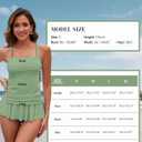 Bsubseach Two Piece Tankini Swimsuits Women Tummy Control Bathing Suit Ruched Skirt Swimwear with Bra Pads (Small, Pea Green)