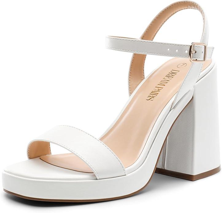 DREAM PAIRS Platform Heels for Women High Block Chunky Open Toe Ankle Strap Heels Fashion Wedding Party Evening Prom Dance Dress Pump Sandals Shoes 6.5