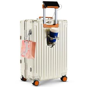 22 inch carry on luggage suitcase locks tsa approved Hardside Lightweight Suitcase with Cup Holder TSA Lock Carry On Luggage with USB Port Phone Holder suitcases with 360° 8 Double Spinner Wheels