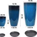 24/21/11 Inch Tall Planter Pots Garden Plastic Planters - Set of 3 for Indoor & Outdoor Use - Decorative Lightweight Flower Pots