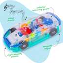 ArtCreativity Light Up Transparent Sensory Car Toy for Kids, 1PC, Bump and Go Toy Car with Colorful Moving Gears, Music, and LED Effects, Easter Toys for Toddlers, Great Birthday Gift Idea