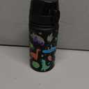 GOPPUS Kids Water Bottle (Straw Lid)  14 Oz Stainless Steel Travel Bottle, Double Wall Vacuum Leak Proof Kids Cup for School Boys Girls,Space dinosaur