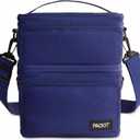 PackIt MOD 3-IN-1 Lunch Box, True Blue, Triple Function System, Insulated and Freezable with EcoFreeze Technology, Removable Crossbody Strap, Top Handle, Designed for Fresh Office or Work Lunches