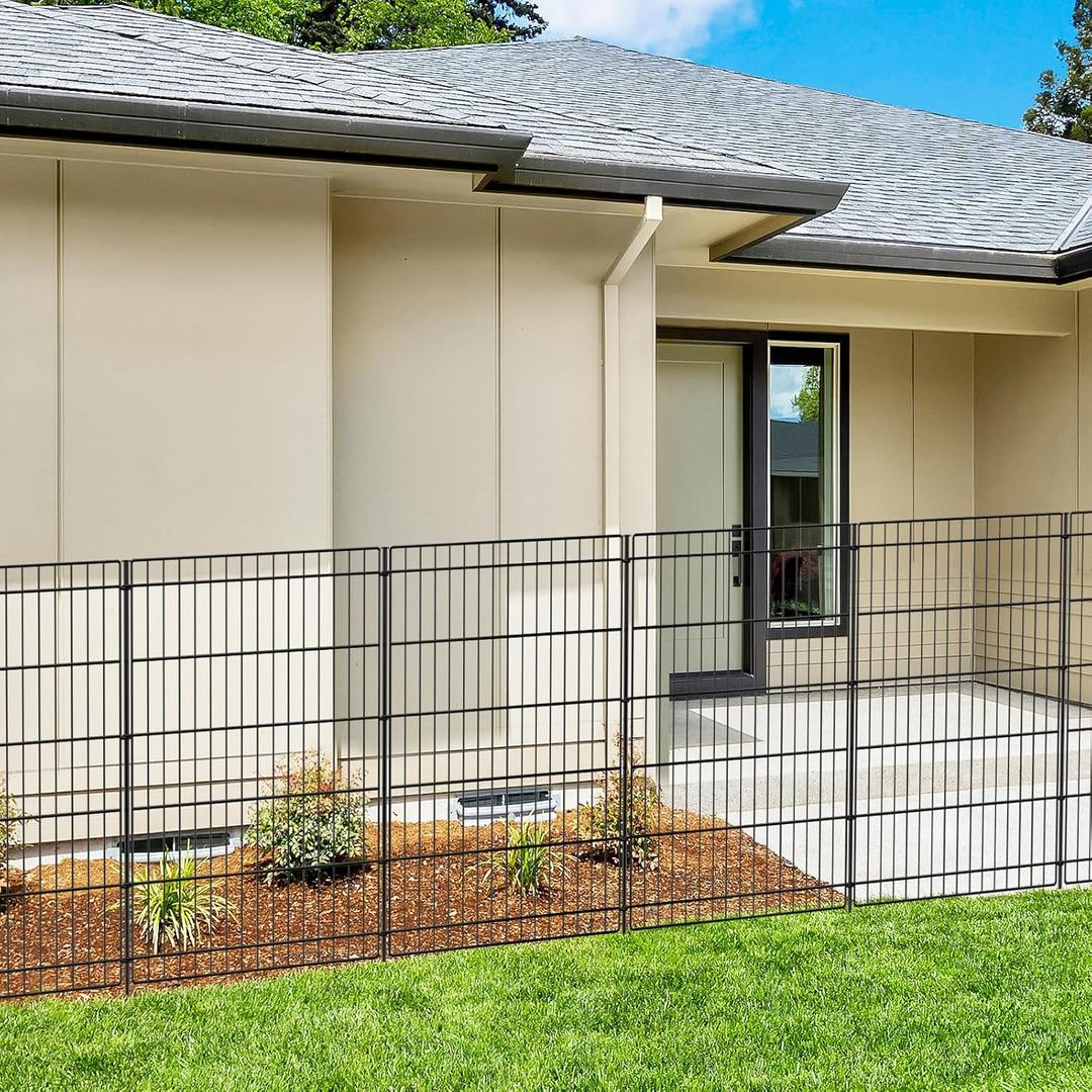 INJOPEXI Garden Fence Outdoor 6 Panels 13ft (L)36in (H) Decorative Garden Fences with 6 Panels Rustproof Wire No Dig Metal Animal Barrier Dog Rabbit Fencing for Yard Lawn Patio - Without Fence Gate