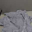 utcoco Womens Casual Short Sleeve Button Down Tie Waist Ruffled Striped Maxi Shirt Dress, Large