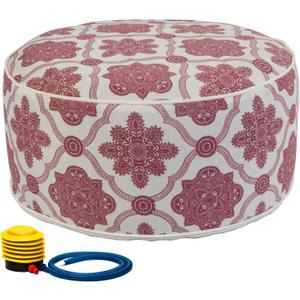 Kozyard Inflatable Ottoman Stool - Portable Round Pouf for Indoor/Outdoor Use - Perfect Small Foot Rest or Seating for Kids and Adults - Ideal for Camping or Home (Vintage Red)