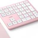 Nulea Wireless Number Pad Bluetooth 5.0 & 2.4G Portable Numeric Keyboard, USB-C Rechargeable, 34-Keys Bluetooth Keyboard for Data Entry (Pink)