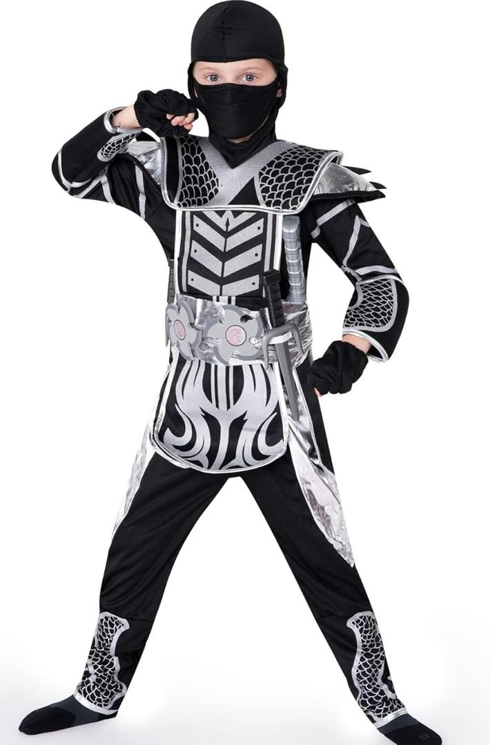 Dragon Ninja Costume for Kids 12-14yrs | Halloween Outfit Set with Mask, Gloves, and Accessories Large
