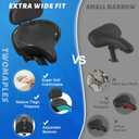 Bike Seat with Backrest, Oversized Bicycle Seat with Back, Men Women Comfort Bike Saddle, Extra Wide Comfortable Electric Tricycle Exercise Cruiser Stationary Bike Seat with Back