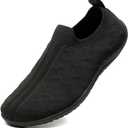 DEXJEWU Women's Wide Toe Minimalist Barefoot Walking Slip-on Shoes Casual Sneakers Tennis Gym Athletic Flats Shoes, 029 All Black, 9