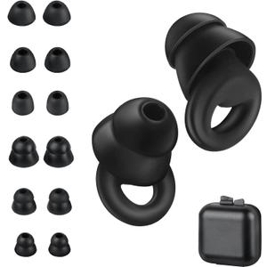 Ear Plugs for Sleeping Noise Cancelling1 Pairs Reusable Silicone earplugsSuitable for Concentration, Study, Work, Travel, and snoring  6 Pairs Ear Tips (XS/S/L Sizes) and Storage case