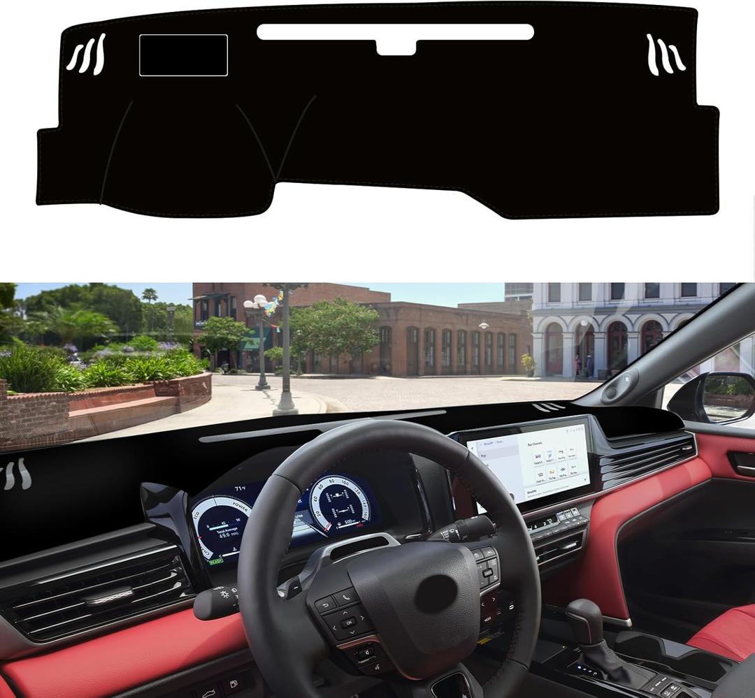 Dash Mat for 2025 2026 Toyota Camry, Non-Slip Dash Covers, UV Protection, Premium Suede, Car Dashboard Protector & Sunshield (with HUD Black Edge)