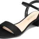 DREAM PAIRS Women's Low Heels for Women Classic Open Toe Ankle Strap Block Chunky Heel Sandals Holiday Party Wedding Dress Pumps Shoes (Black)