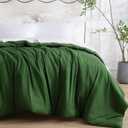 SheRest 1 Piece Duvet Cover Queen Size - Viscose Derived from Bamboo, Soft Breathable Cooling Comforter Cover for Hot Sleepers, 8 Corner Ties and Zipper Closure, No Comforter (Green, 90"x90")
