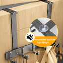 Adjustable Over The Door Hooks, 5 Hooks Over The Door Organizer with Suction Cup, Towel Racks for Bathroom Fits 1.38~2.56 in Thick Door, for Bedroom Door, Entrance Door - 7.09 in Tall