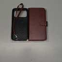 Arae iPhone 12/12 Pro (6.1") Flip Case with Card Holder, Brown PU Leather